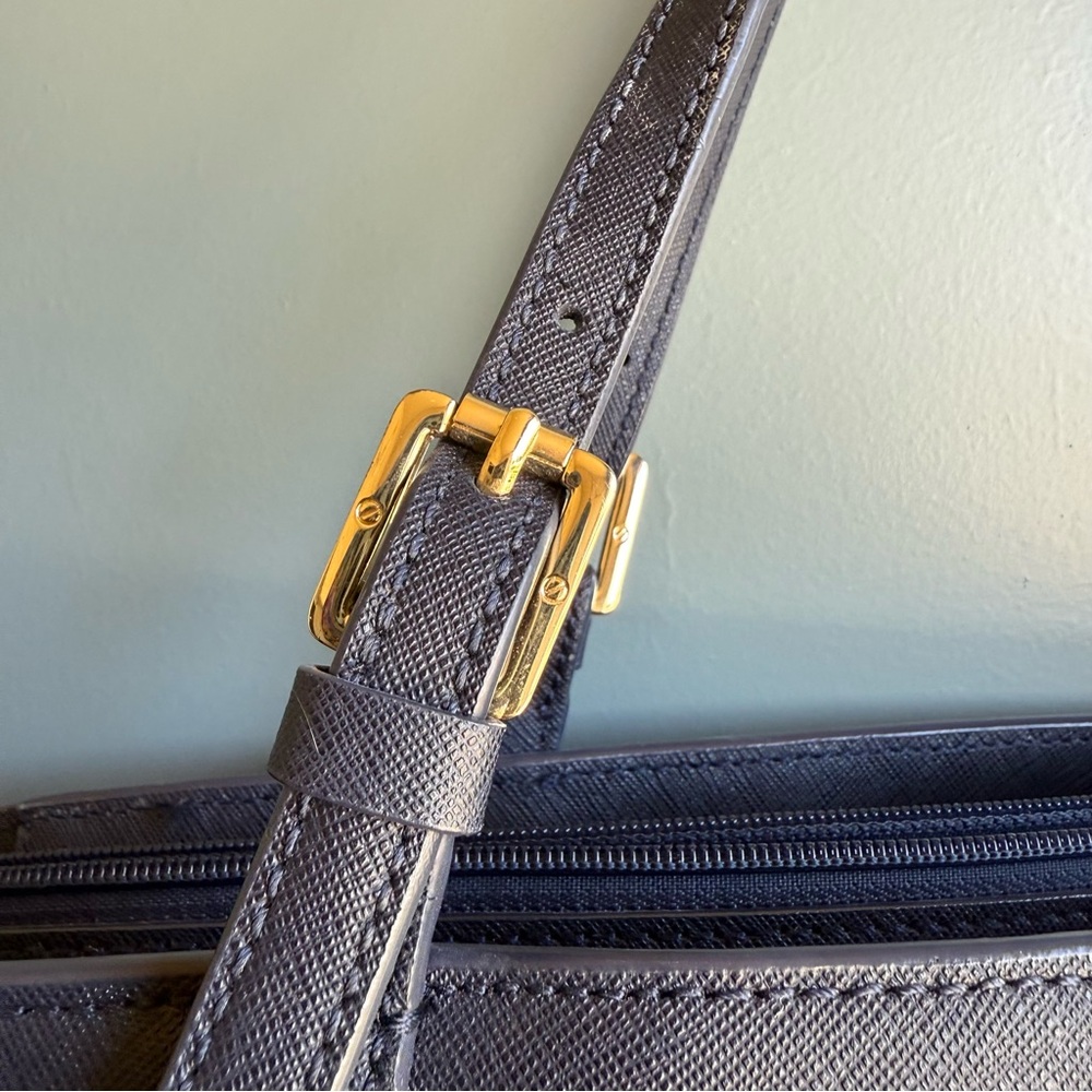 Tory Burch Womens Dark Blue Saffiano Leather Inner Pocket Double Handle Tote Bag - Picture 2 of 11